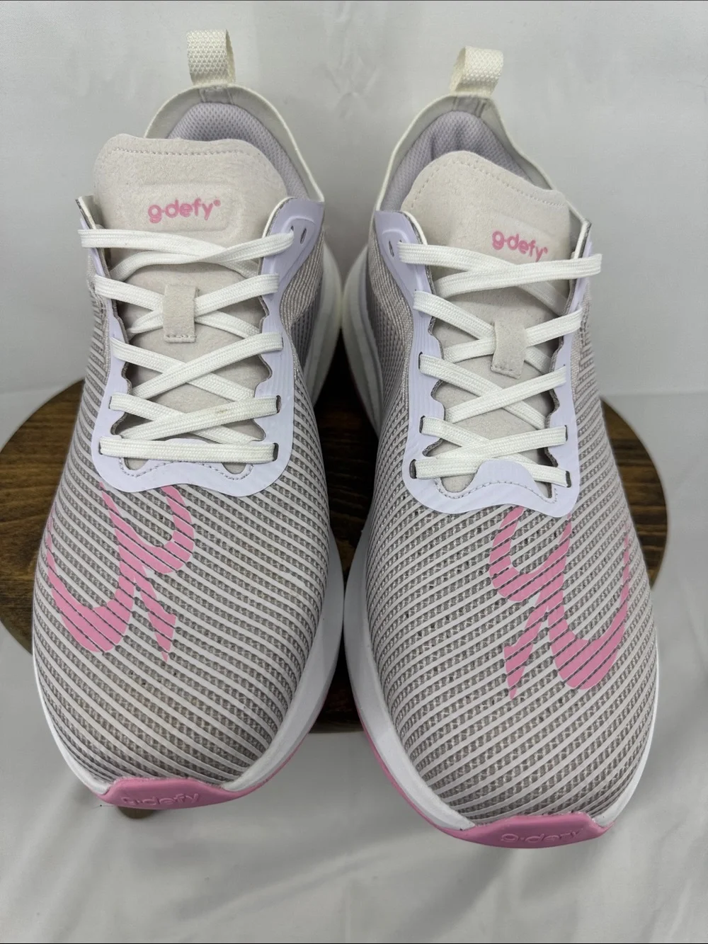 G-defy Womens AstroRun Comfort Shoes w/ Fulton Running Insoles, White w/ Pink, 9